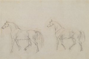Two horses walking left by Sawrey Gilpin